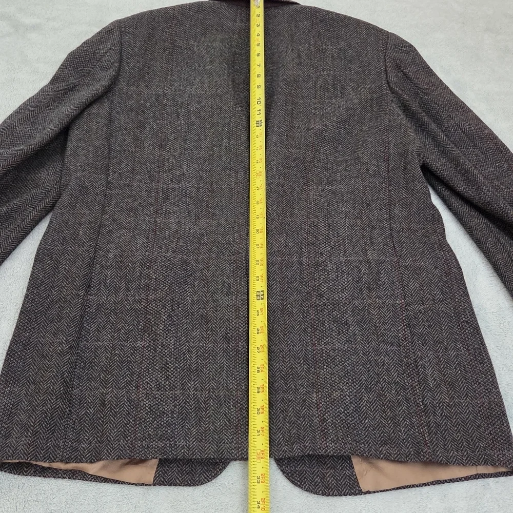 VTG Tweed Jacket L Grey Herringbone 100% Wool Blazer 44R Made in USA Sport Coat